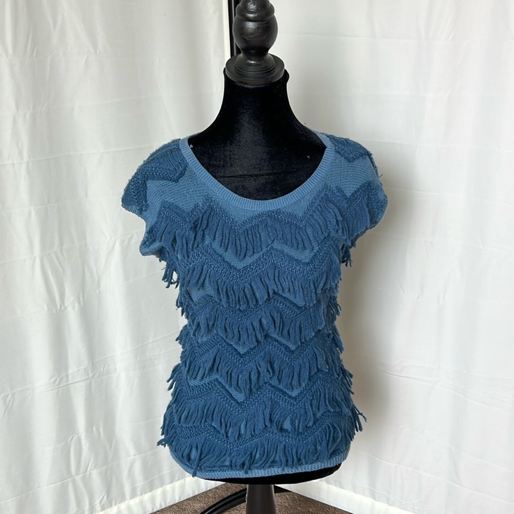 Anthropologie Yellow Bird Fringe Sweater Vest